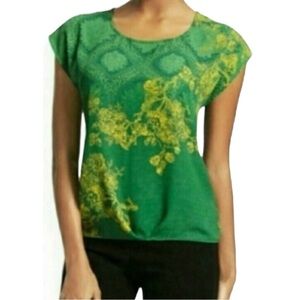 CAbi Women’s  Green with Envy‎ Short Sleeve Blouse   Sz S